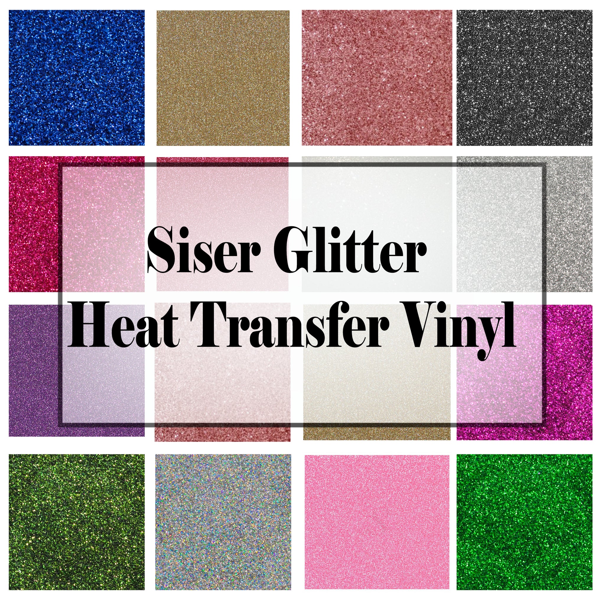 Siser Glitter Heat Transfer Vinyl, Sheets 12x20, Glitter HTV, HTV