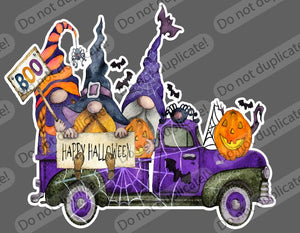 Halloween Gnome Truck Vinyl Heat Transfer